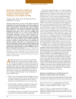 Biological Processes Underlying Co-Use of Alcohol and Nicotine