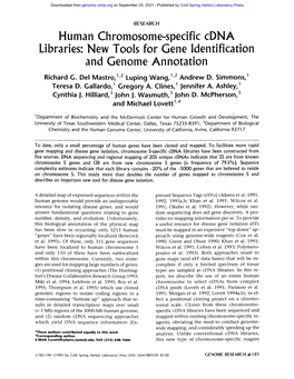 Human Chromosome-Specific Cdna Libraries: New Tools for Gene Identification and Genome Annotation