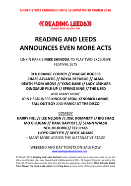 Reading and Leeds Announces Even More Acts