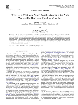 Social Networks in the Arab World—The Hashemite Kingdom of Jordan