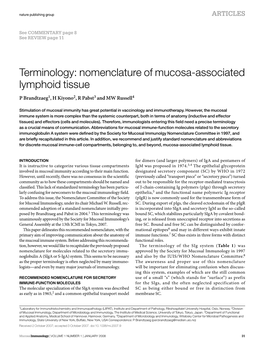Terminology: Nomenclature of Mucosa-Associated Lymphoid Tissue