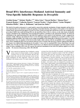 Drosophila Responses in Immunity and Virus-Specific Inducible