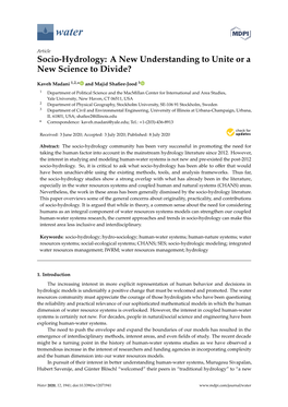 Socio-Hydrology: a New Understanding to Unite Or a New Science to Divide?