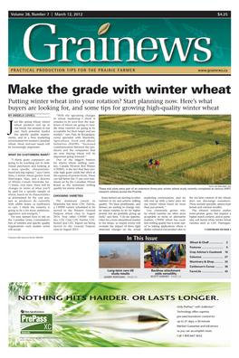 Make the Grade with Winter Wheat Putting Winter Wheat Into Your Rotation? Start Planning Now