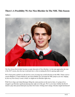 S a Possibility We See Nico Hischier in the NHL This Season