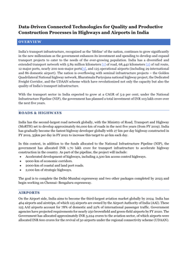 Data-Driven Connected Technologies for Quality and Productive Construction Processes in Highways and Airports in India