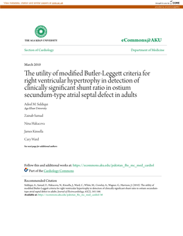 The Utility of Modified Butler-Leggett Criteria for Right Ventricular