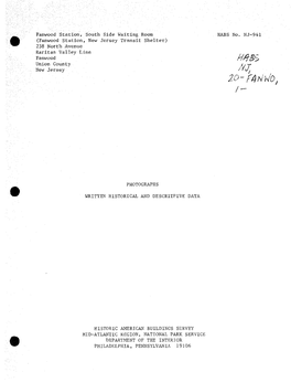Fanwood Station, South Side Waiting Room HABS No. NJ-941 (Fanwood Station, New Jersey Transit Shelter) 238 North Avenue Raritan