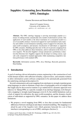 Sapphire: Generating Java Runtime Artefacts from OWL Ontologies