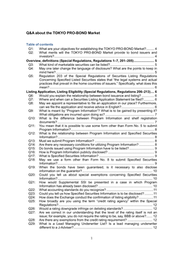 Q&A About the TOKYO PRO-BOND Market
