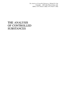 The Analysis of Controlled Substances