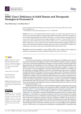 MHC Class I Deficiency in Solid Tumors and Therapeutic Strategies