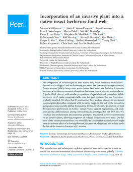 Incorporation of an Invasive Plant Into a Native Insect Herbivore Food Web