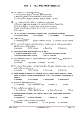 Unit – 6 Heat Treatment Processes