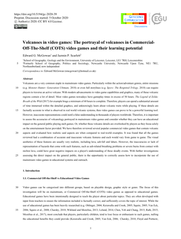 Volcanoes in Video Games: the Portrayal of Volcanoes in Commercial- Off-The-Shelf (COTS) Video Games and Their Learning Potential