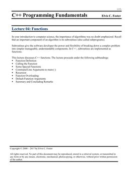 C++ Programming Fundamentals Elvis C
