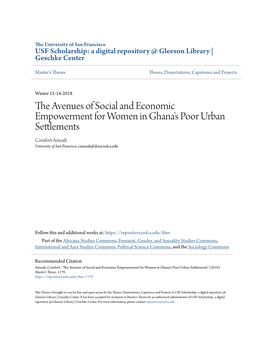 The Avenues of Social and Economic Empowerment for Women in Ghana’S Poor Urban Settlements