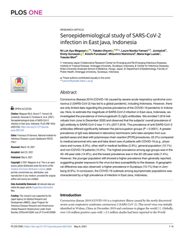 Seroepidemiological Study of SARS-Cov-2 Infection in East Java, Indonesia