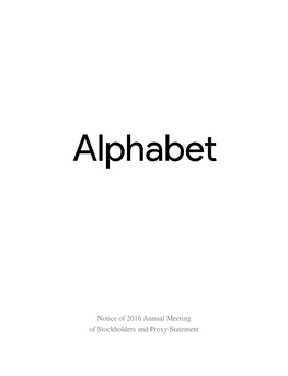 Notice of 2016 Annual Meeting of Stockholders and Proxy Statement