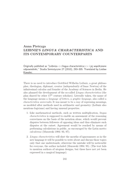 Leibniz's Lingua Characteristica and Its Contemporary Counterparts