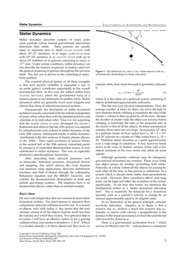 Stellar Dynamics E NCYCLOPEDIA of a STRONOMY and a STROPHYSICS