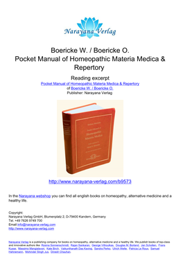 Boericke W. / Boericke O. Pocket Manual of Homeopathic Materia