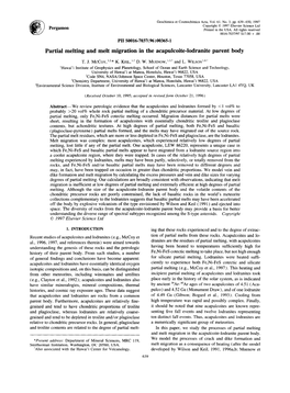 Partial Melting and Melt Migration in the Acapulcoite-Lodranite Parent Body