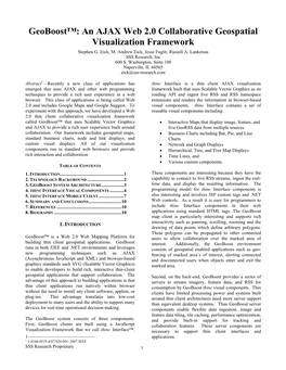 Geoboost™: an AJAX Web 2.0 Collaborative Geospatial Visualization Framework Stephen G