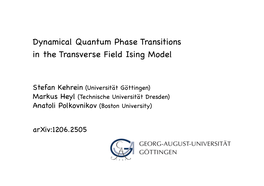 Dynamical Quantum Phase Transitions KITP