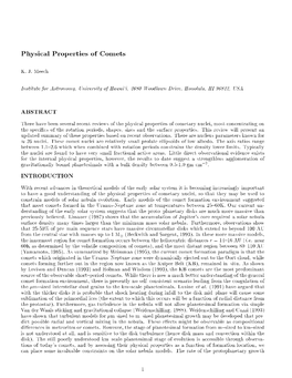 Physical Properties of Comets