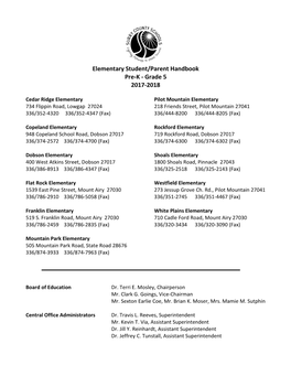 Elementary Student/Parent Handbook Pre-K - Grade 5 2017-2018