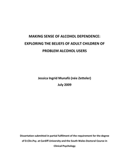 Making Sense of Alcohol Dependence: Exploring the Beliefs of Adult Children of Problem Alcohol Users
