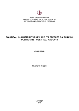 Political Islamism in Turkey and Its Effects on Turkish Politics Between 1923 and 2018
