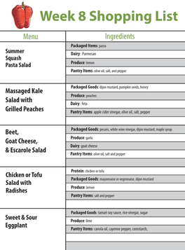 Basic Share Week 8 Shopping List