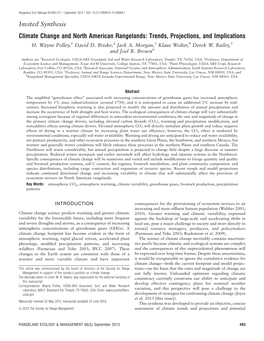 Climate Change and North American Rangelands: Trends, Projections, and Implications H