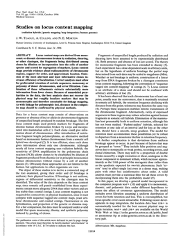 Studies on Locus Content Mapping (Radiation Hybrids/Genetic Mapping/Map Integration/Human Genome) J