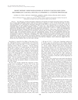 Short Report: Immunodiagnosis of Human Fascioliasis Using Recombinant Fasciola Hepatica Cathepsin L1 Cysteine Proteinase