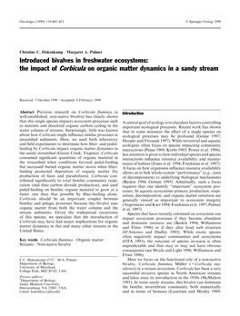 Introduced Bivalves in Freshwater Ecosystems: the Impact of Corbicula on Organic Matter Dynamics in a Sandy Stream