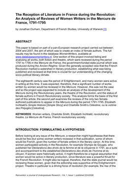 The Launch of an Undergraduate Research Journal