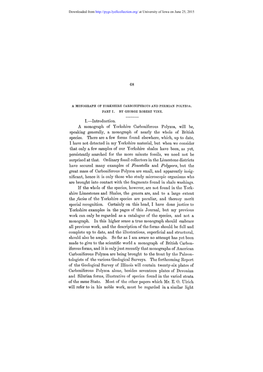 Introduction. a Monograph of Yorkshire Carboniferous Polyzoa, Will Be, Speaking Generally, a Monograph of Nearly the Whole of British Species