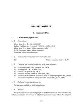 INDIUM PHOSPHIDE 1. Exposure Data