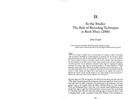 In the Studio: the Role of Recording Techniques in Rock Music (2006)