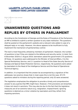 Unanswered Questions and Replies by Others in Parliament