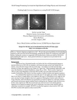 RAAP Image Processing Curricula for High School and College Physics and Astronomy1