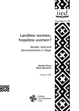 Gender, Land and Decentralisation in Niger