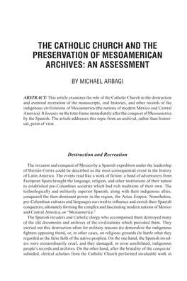 The Catholic Church and the Preservation of Mesoamerican Archives: an Assessment