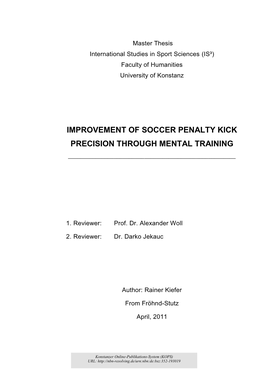 Improvement of Soccer Penalty Kick Precicion Through Mental Training
