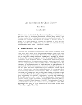 An Introduction to Chaos Theory