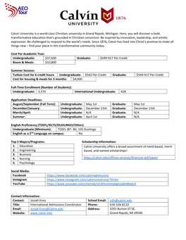 Calvin University Information Guide