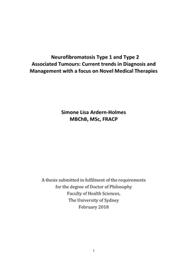 Neurofibromatosis Type 1 and Type 2 Associated Tumours: Current Trends in Diagnosis and Management with a Focus on Novel Medical Therapies